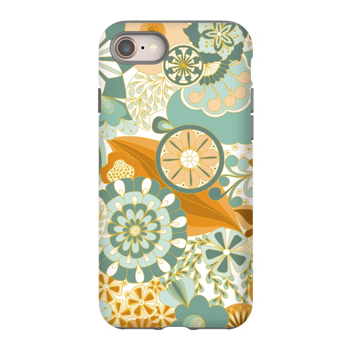 iPhone 8 StrongFit Flowers, Flowers Everywhere - Orange and Green by Paula Ohreen