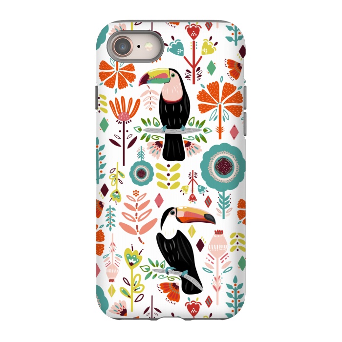 iPhone 8 StrongFit Colorful Toucans  by Tigatiga