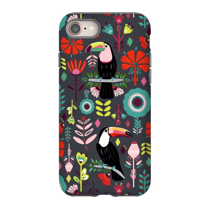 iPhone 8 StrongFit Colorful Toucans With Bright Red  by Tigatiga