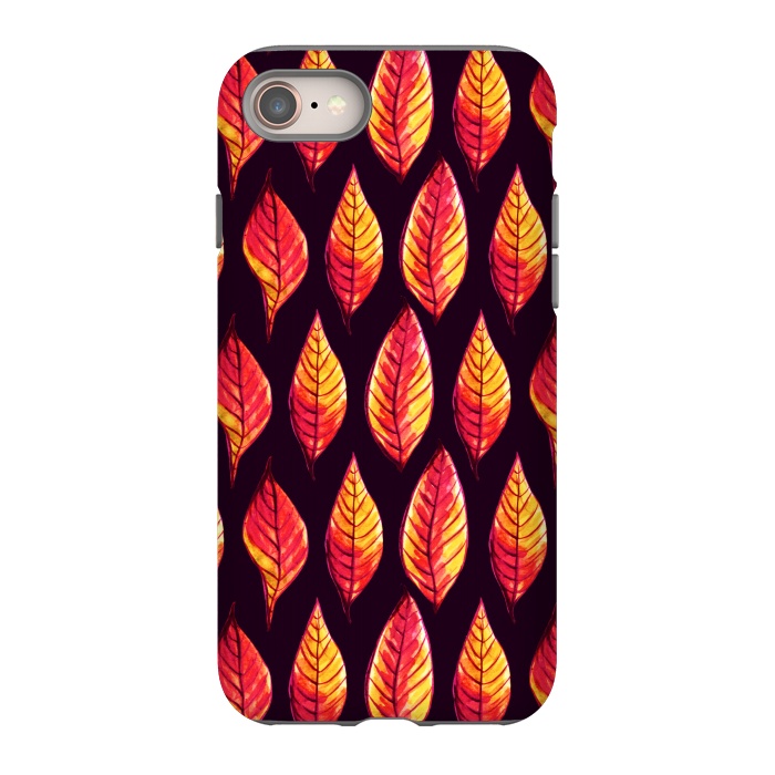 iPhone 8 StrongFit Vibrant autumn leaves pattern in red and yellow by Boriana Giormova