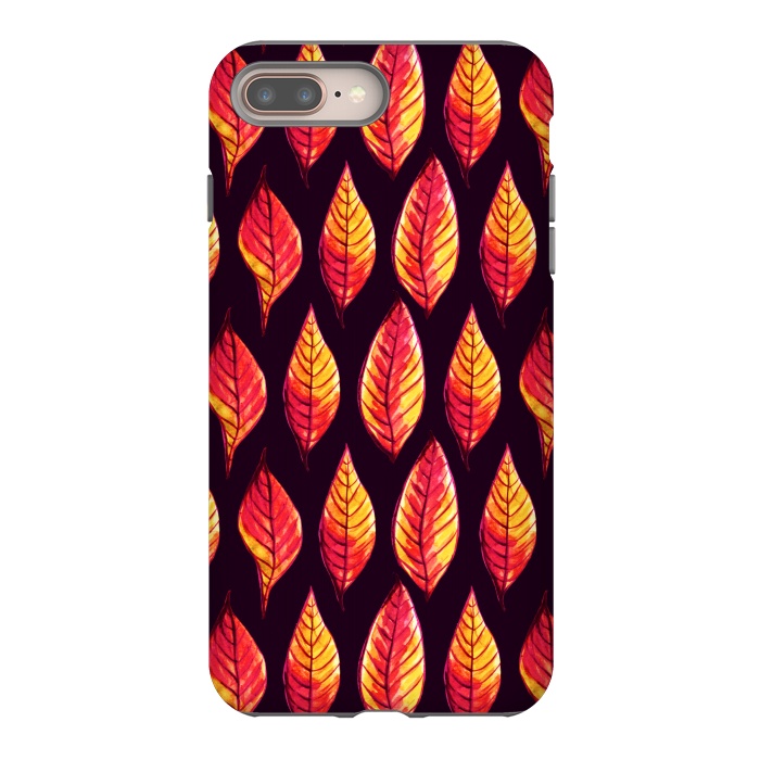 iPhone 8 plus StrongFit Vibrant autumn leaves pattern in red and yellow by Boriana Giormova