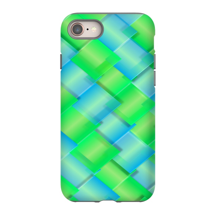 iPhone 8 StrongFit square blue green pattern by MALLIKA