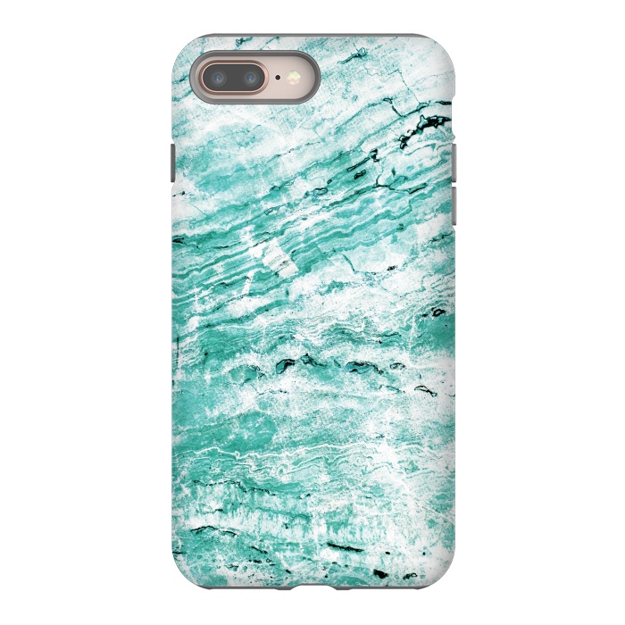 iPhone 8 plus StrongFit Turquoise marble waves by Oana 
