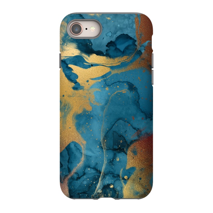 iPhone 8 StrongFit Gold and Indigo Ink Marble by  Utart