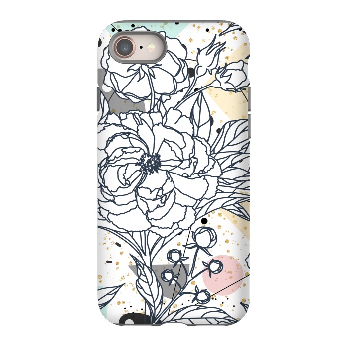 iPhone 8 StrongFit Modern geometric shapes and floral strokes design by InovArts