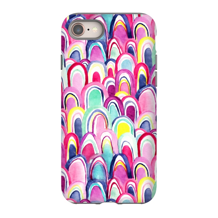 iPhone 8 StrongFit Bright Watercolor Mermaid Scales  by Tigatiga