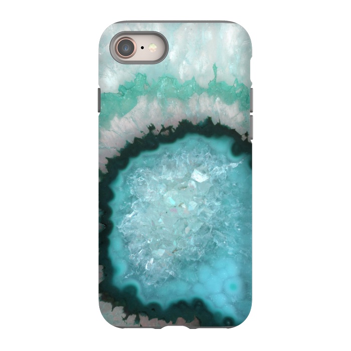 iPhone 8 StrongFit Teal White and Green Crystal Agate by  Utart