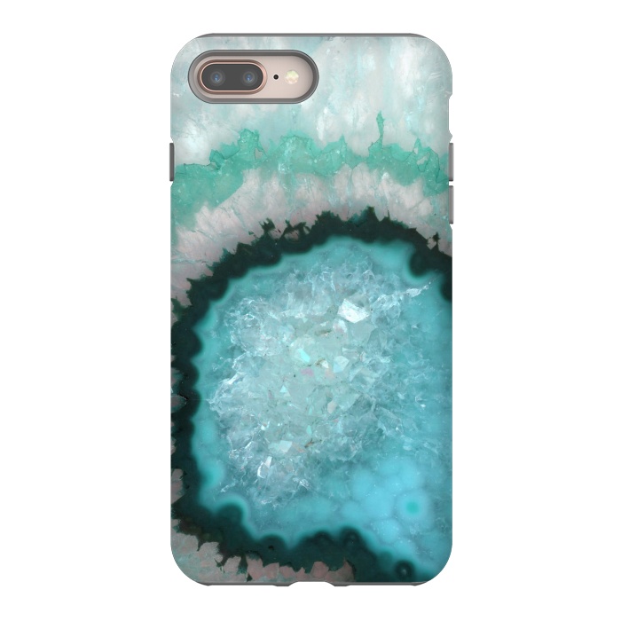 iPhone 8 plus StrongFit Teal White and Green Crystal Agate by  Utart
