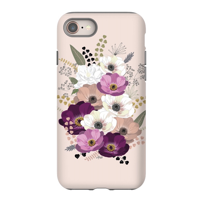 iPhone 8 StrongFit Anemones Bouquet Nude by Anis Illustration