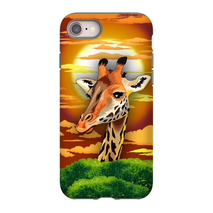 iPhone 8 StrongFit Giraffe on Wild African Savanna Sunset  by BluedarkArt