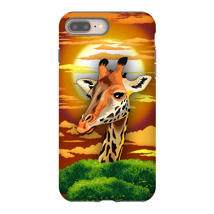 iPhone 8 plus StrongFit Giraffe on Wild African Savanna Sunset  by BluedarkArt
