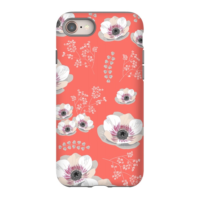 iPhone 8 StrongFit Anemones in Living Coral  by Anis Illustration