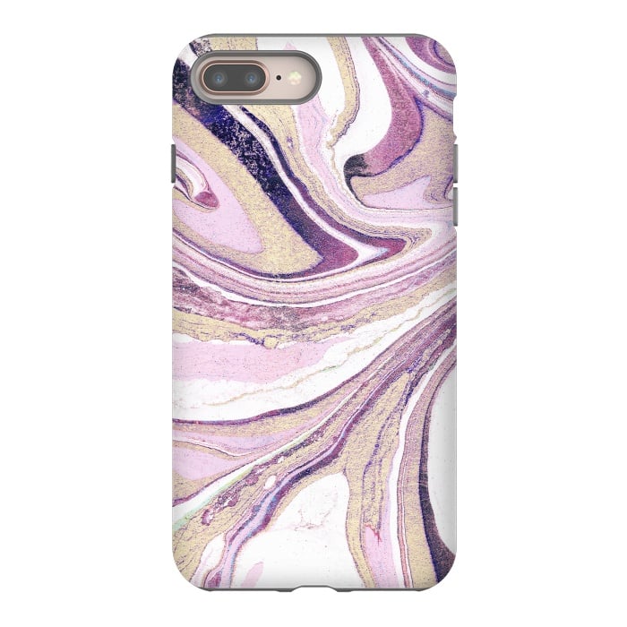 iPhone 8 plus StrongFit Dusty pastel pink marble stripes by Oana 