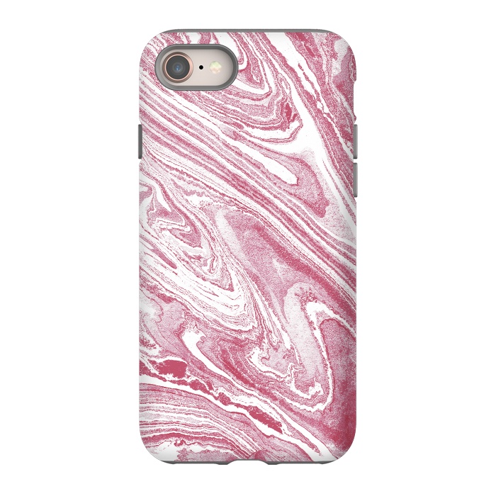 iPhone 8 StrongFit Pastel fuchsia pink and white marble lines by Oana 