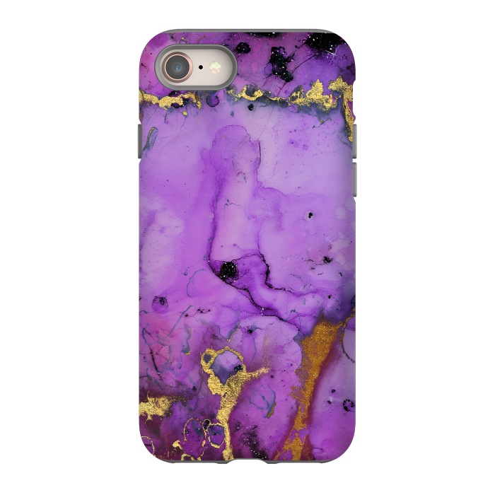 iPhone 8 StrongFit Purple Marble with Gold and black glitter veins by  Utart