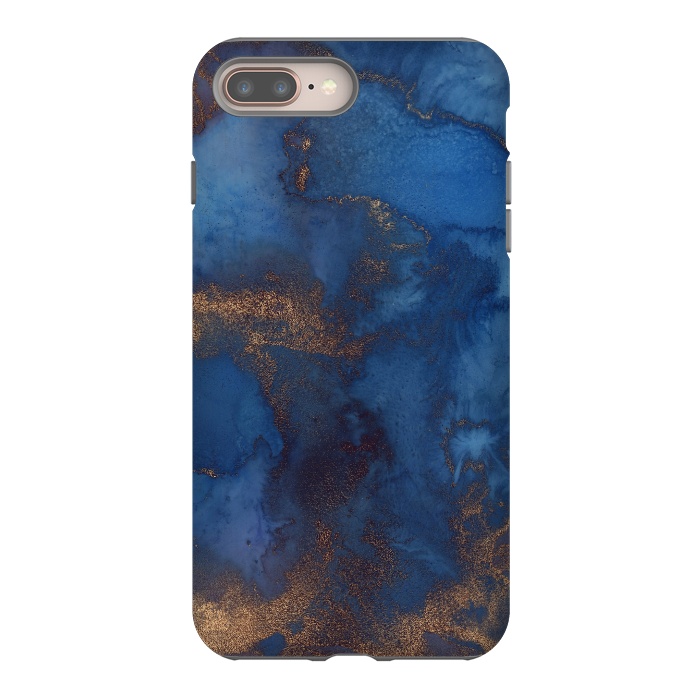 iPhone 8 plus StrongFit Dark ocean blue marble and copper veins by  Utart
