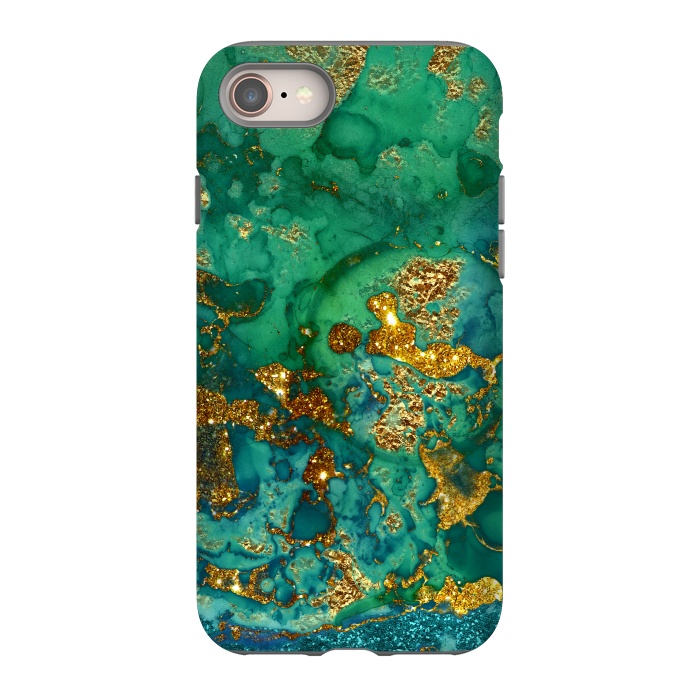 iPhone 8 StrongFit Green Summer Marble with Gold Veins by  Utart