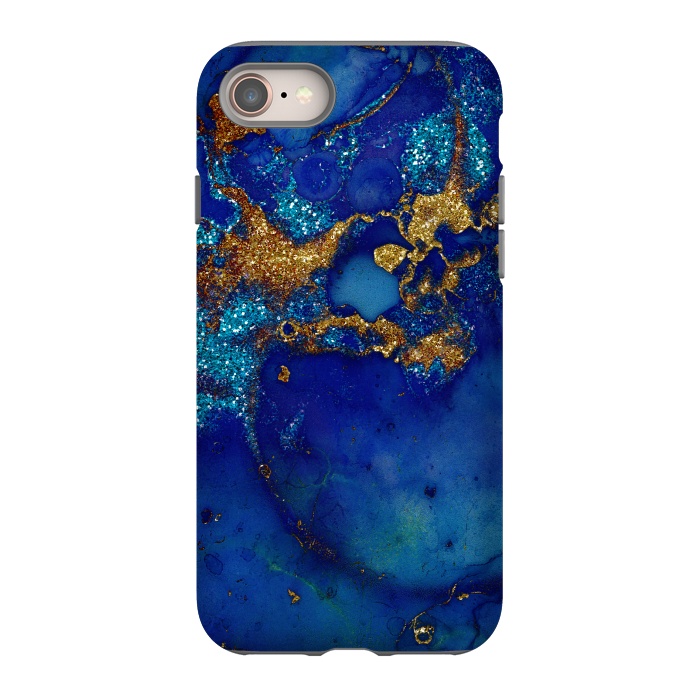 iPhone 8 StrongFit Ocean Blue and gold Marble  by  Utart