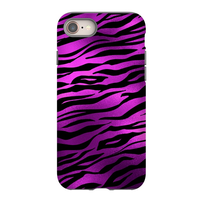 iPhone 8 StrongFit Purple Black Tiger Skin by  Utart