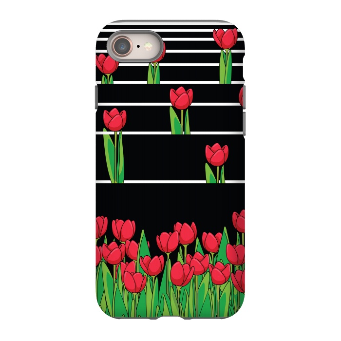 iPhone 8 StrongFit Black And White Tulip by Rossy Villarreal