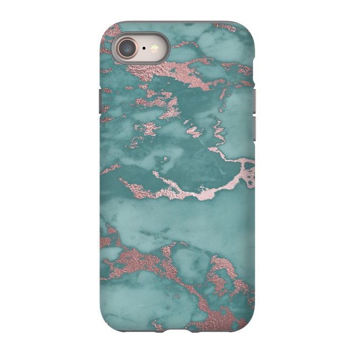 iPhone 8 StrongFit Teal and Rosegold Marble by  Utart