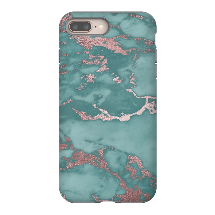 iPhone 8 plus StrongFit Teal and Rosegold Marble by  Utart