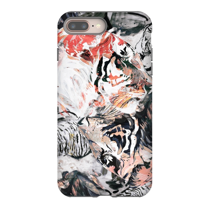 iPhone 8 plus StrongFit Ink painted tiger illustration by Oana 