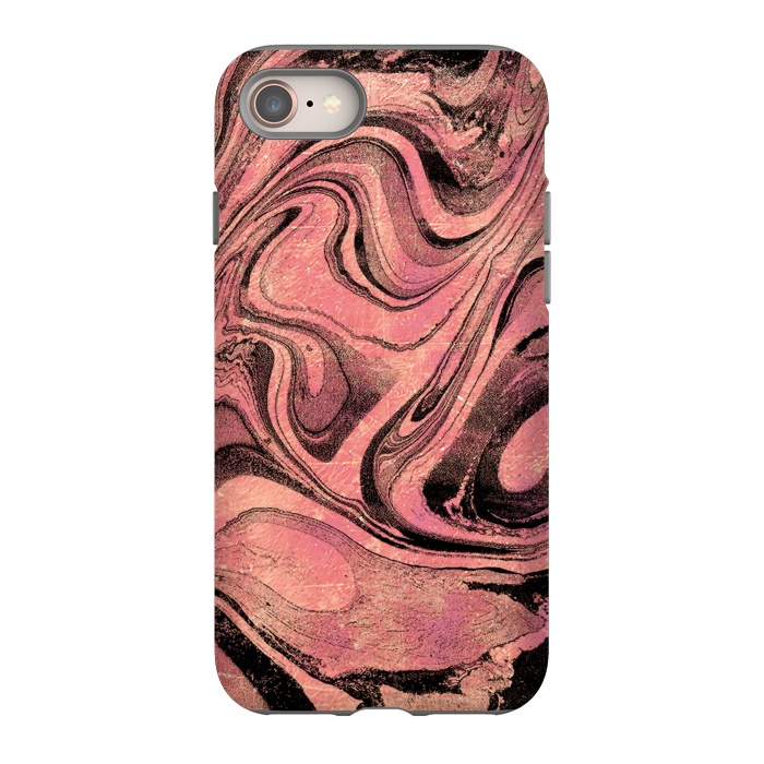 iPhone 8 StrongFit Golden liquid marble swirls painting by Oana 