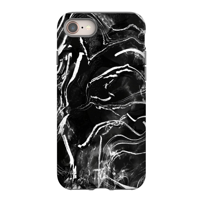 iPhone 8 StrongFit Black marble with white stripes by Oana 