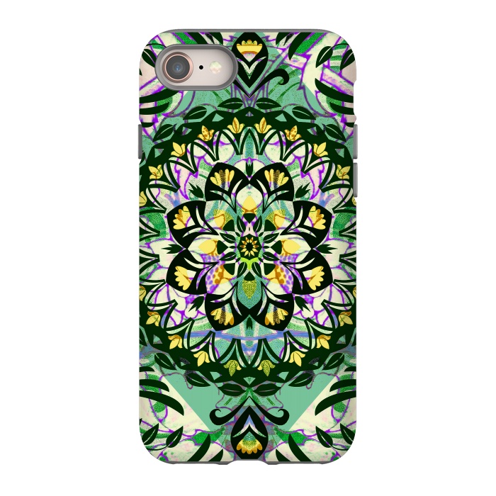 iPhone 8 StrongFit Green floral ethnic mandala by Oana 
