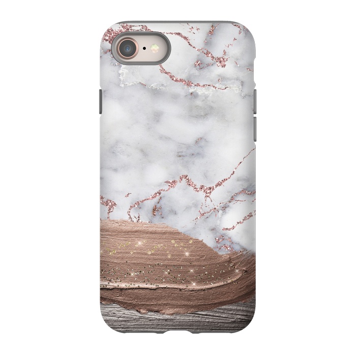 iPhone 8 StrongFit Blush thick paint strokes on Marble with rosegold veins by  Utart
