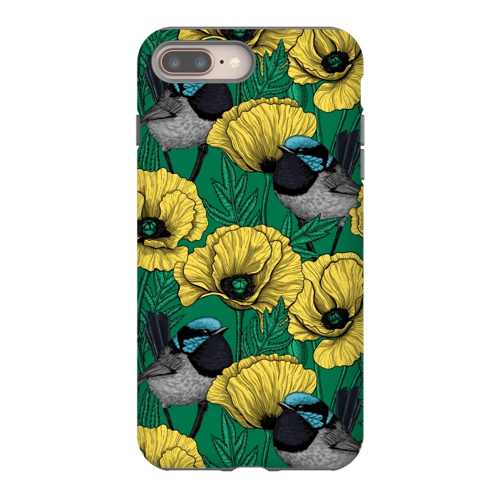 iPhone 8 plus StrongFit Fairy wren and poppies 2 by Katerina Kirilova