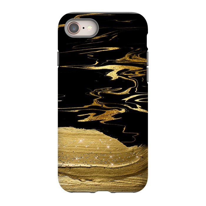 iPhone 8 StrongFit Gold thick hand drawn strokes on black and gold marble by  Utart