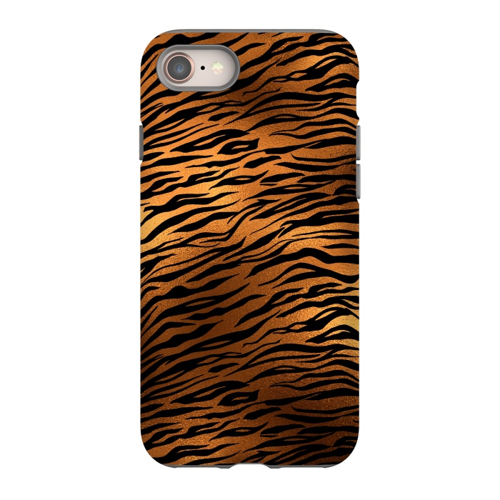 iPhone 8 StrongFit Dark Gold and Black Tiger Skin by  Utart