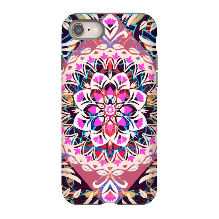 iPhone 8 StrongFit Vibrant pink floral ethnic mandala by Oana 
