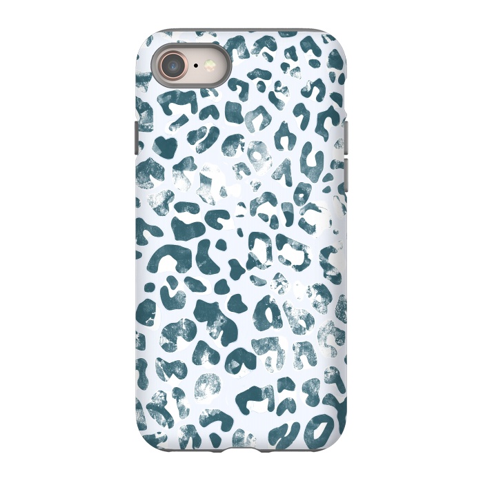 iPhone 8 StrongFit textured turquoise leopard print by Oana 