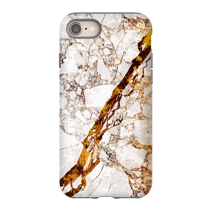 iPhone 8 StrongFit Golden cracks white marble digital art by Oana 