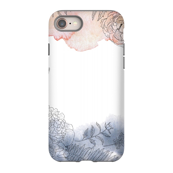 iPhone 8 StrongFit Blush and Blue Ink and Florals  by  Utart