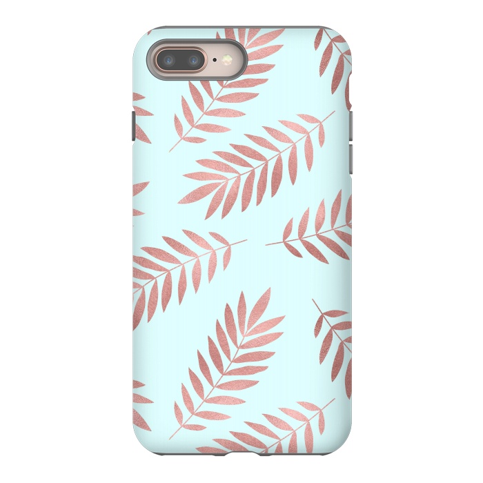 iPhone 8 plus StrongFit Rose Gold Leaves by Creativeaxle