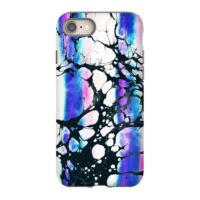 iPhone 8 StrongFit purple pink gradient marble with black ink cracks by Oana 