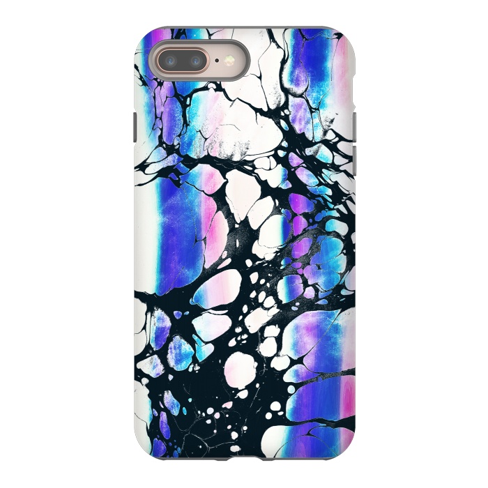iPhone 8 plus StrongFit purple pink gradient marble with black ink cracks by Oana 