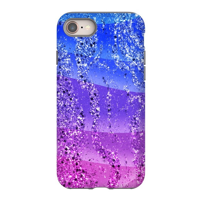 iPhone 8 StrongFit Blue purple gradient glitter waves by Oana 