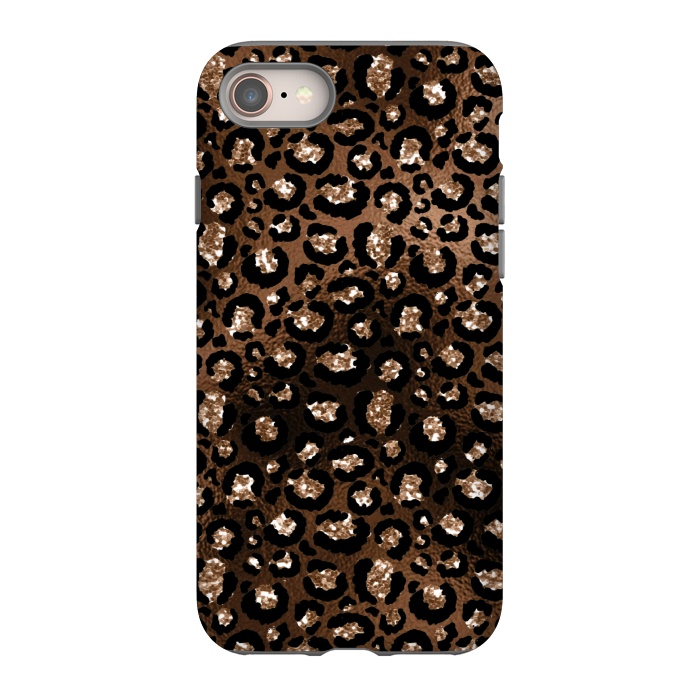 iPhone 8 StrongFit Jungle Journey - Copper Safari Leopard Skin Pattern  by  Utart