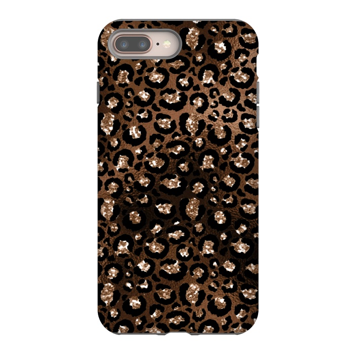 iPhone 8 plus StrongFit Jungle Journey - Copper Safari Leopard Skin Pattern  by  Utart