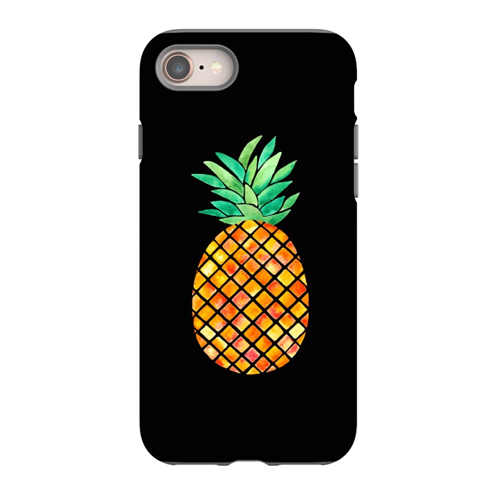 iPhone 8 StrongFit Pineapple On Black  by Amaya Brydon
