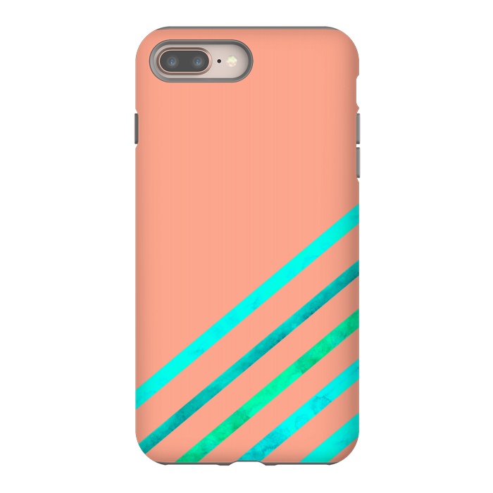iPhone 8 plus StrongFit Peach Stripes by Amaya Brydon