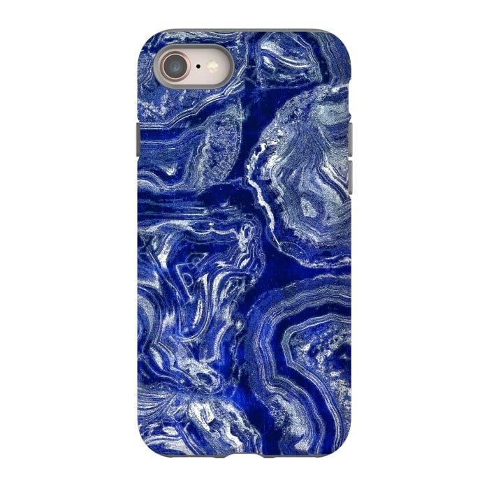 iPhone 8 StrongFit Metallic indigo blue marble by Oana 