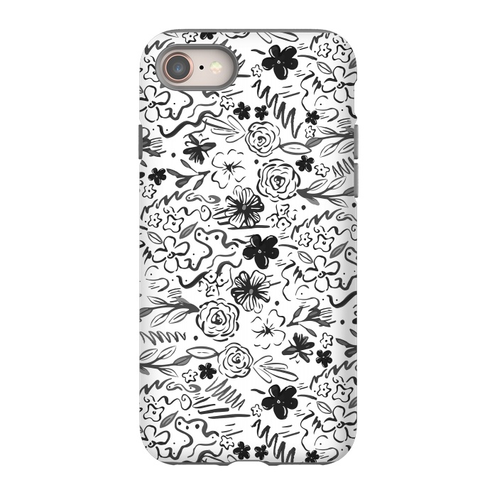 iPhone 8 StrongFit Stylish abstract brush strokes and floral doodles design by InovArts