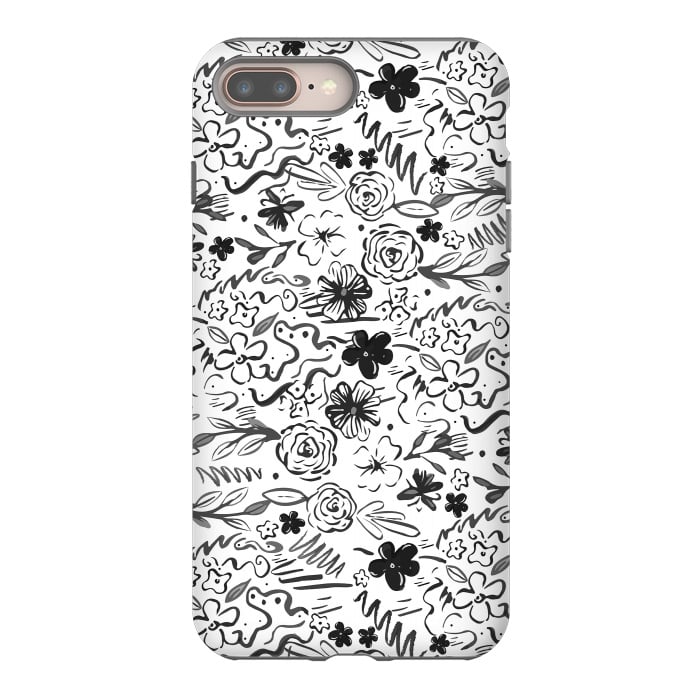 iPhone 8 plus StrongFit Stylish abstract brush strokes and floral doodles design by InovArts