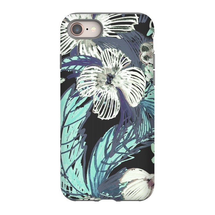 iPhone 8 StrongFit tropical flowers and leaves marker sketch by Oana 